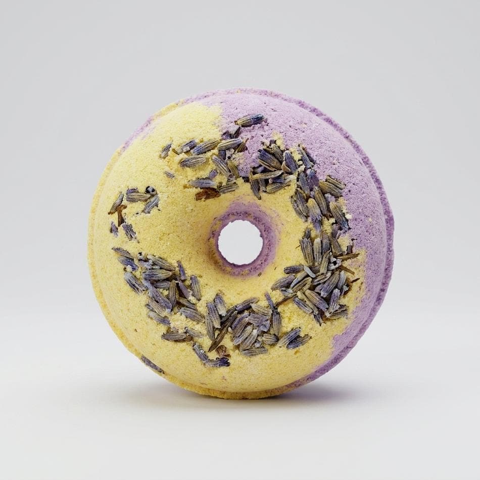 Donut Bath Bombs Set, Lemon & Lavender, Moisturizing Avocado Oil, Spa Relaxation, 3-Pack, 2.6 oz Each