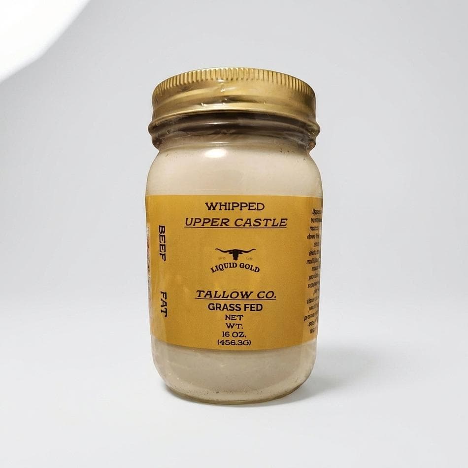 Grass-Fed Beef Tallow for Cooking, Whipped Texture, High-Heat Frying & Baking, Glass Jar, 8 oz or 16 oz