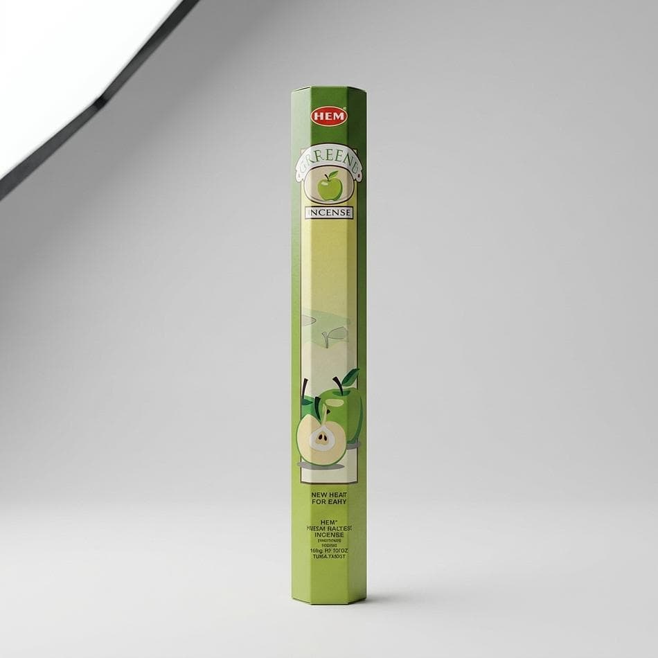 Green Apple Incense Sticks, Sweet Candy Apple Scent, Relaxing Home Fragrance, 20-Stick Hexagon Pack