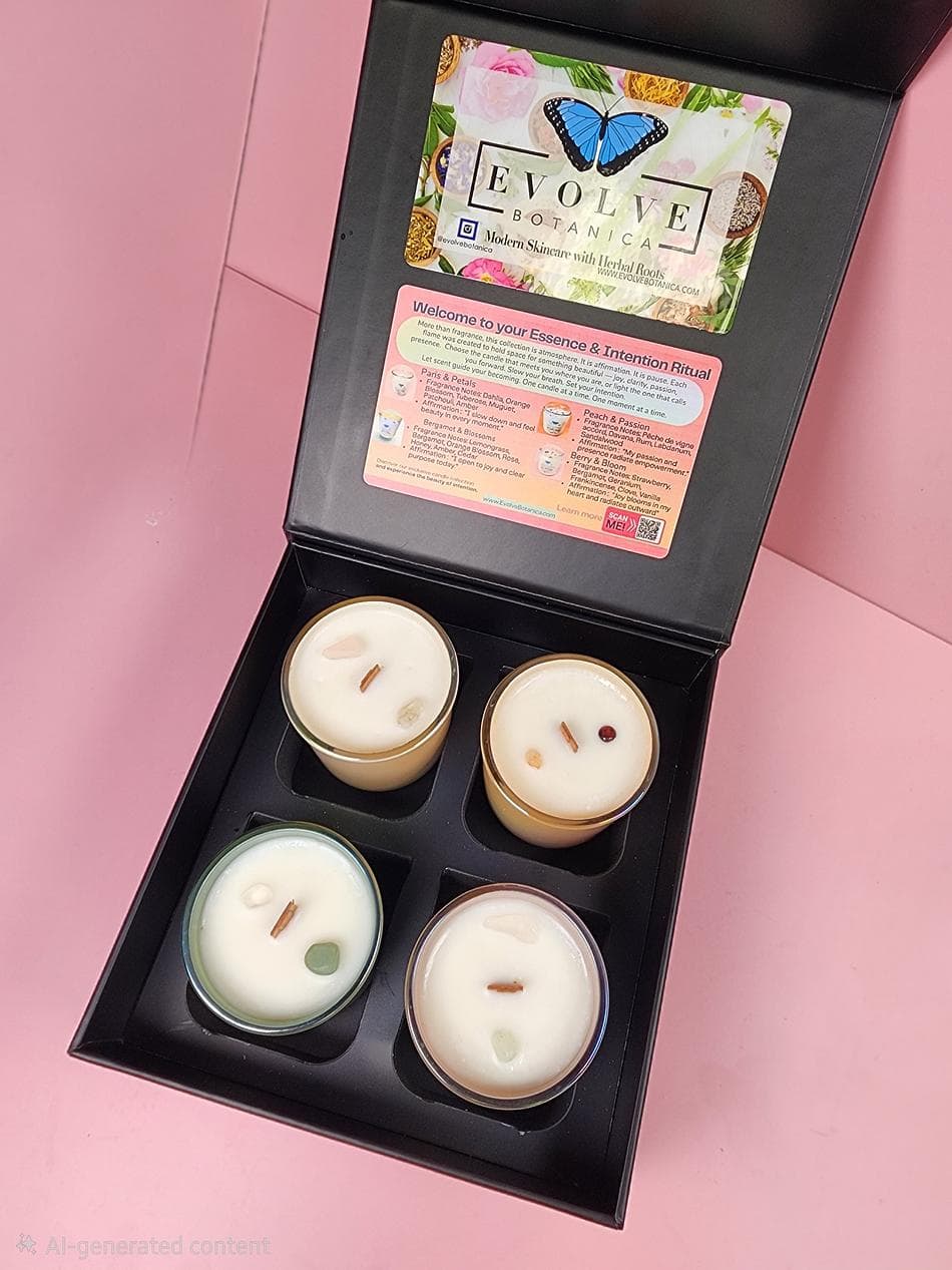 Soy Wax Votive Candle Gift Set, Wood Wicks, Clean Fragrance Oils, Mood & Intention Ritual, 4-Piece Flight Set