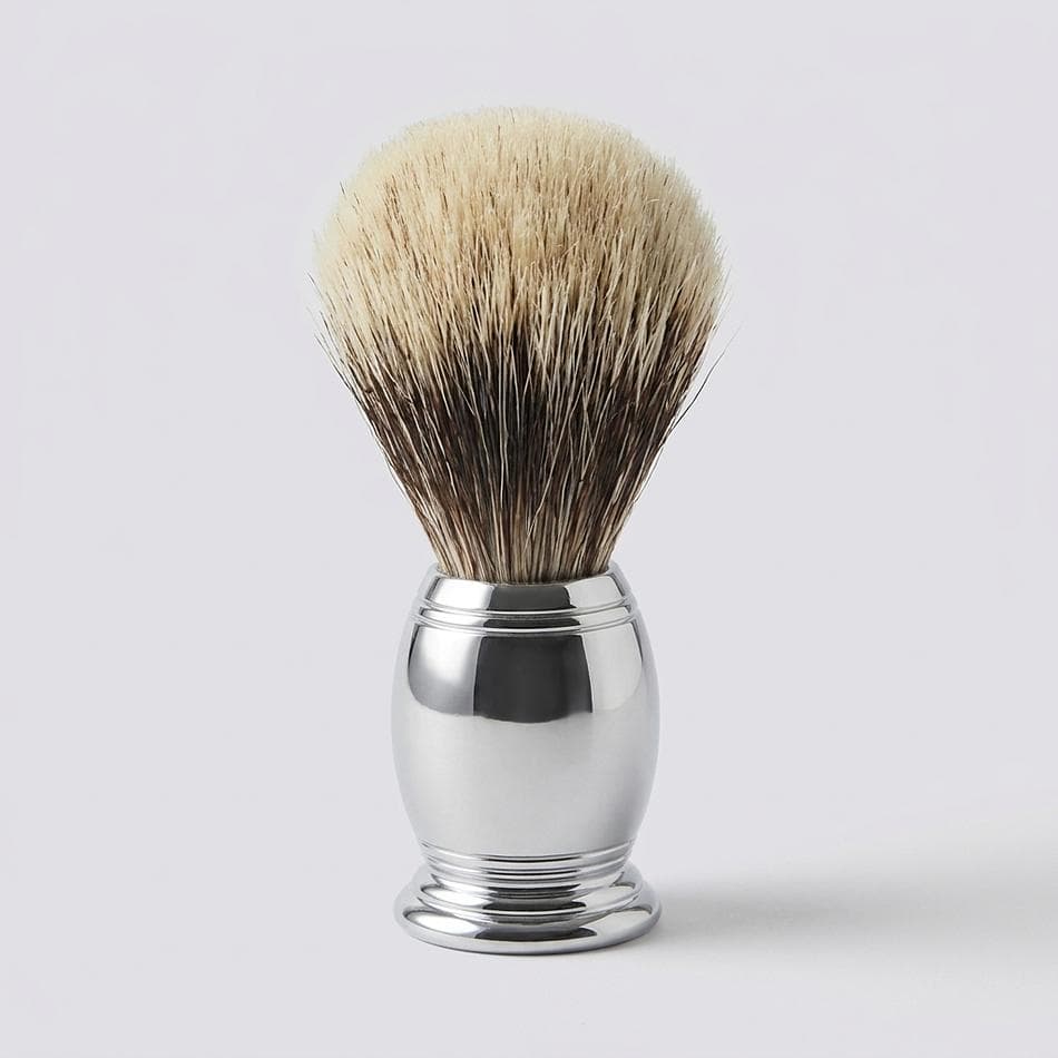 Silvertip Badger Shaving Brush, Chrome-Plated Metal Handle, Rich Lather & Exfoliation, 24mm Knot, 55mm Loft