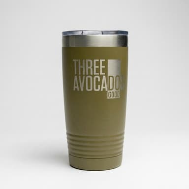 Insulated Stainless Steel Tumbler, 18/8 Food-Grade, Hot & Cold Drinks, Engraved Logo, 20 oz, Olive Green