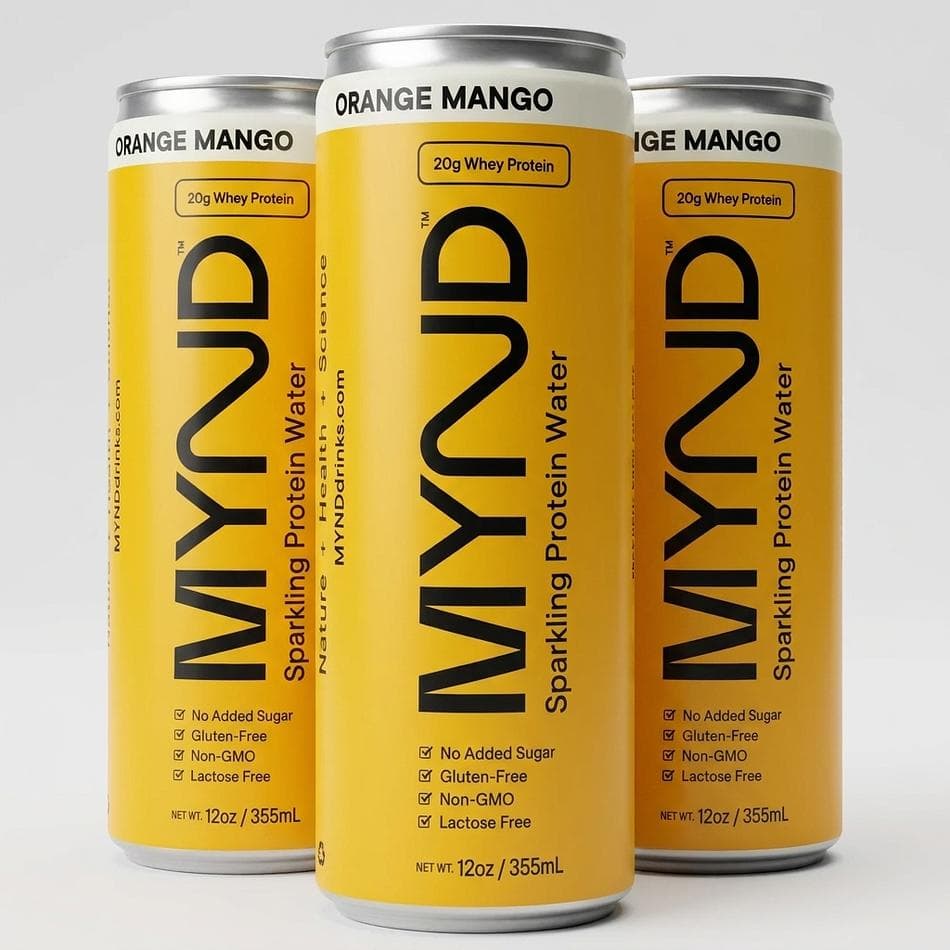 Sparkling Protein Water, Orange Mango & Lemon Juice, 20g Whey Protein Isolate, Zero Added Sugar, 12-Pack Cans