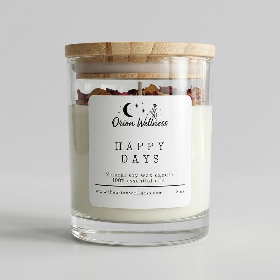 Soy Wax Candle, Sweet Orange Geranium & Frankincense, Uplifting Mood, 8 oz Jar, 40–45 Hour Burn