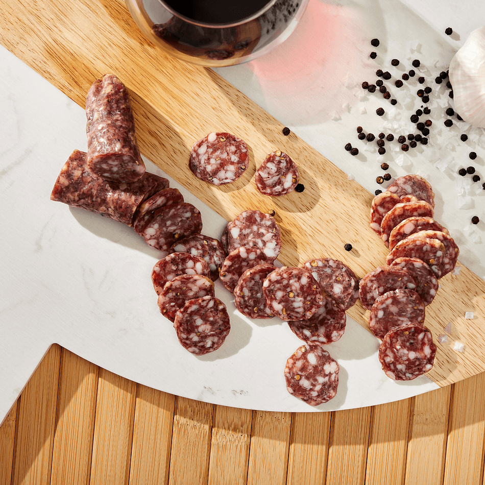 Dry-Cured Pork Salami, Zinfandel Wine & Cracked Black Pepper, Garlic Notes