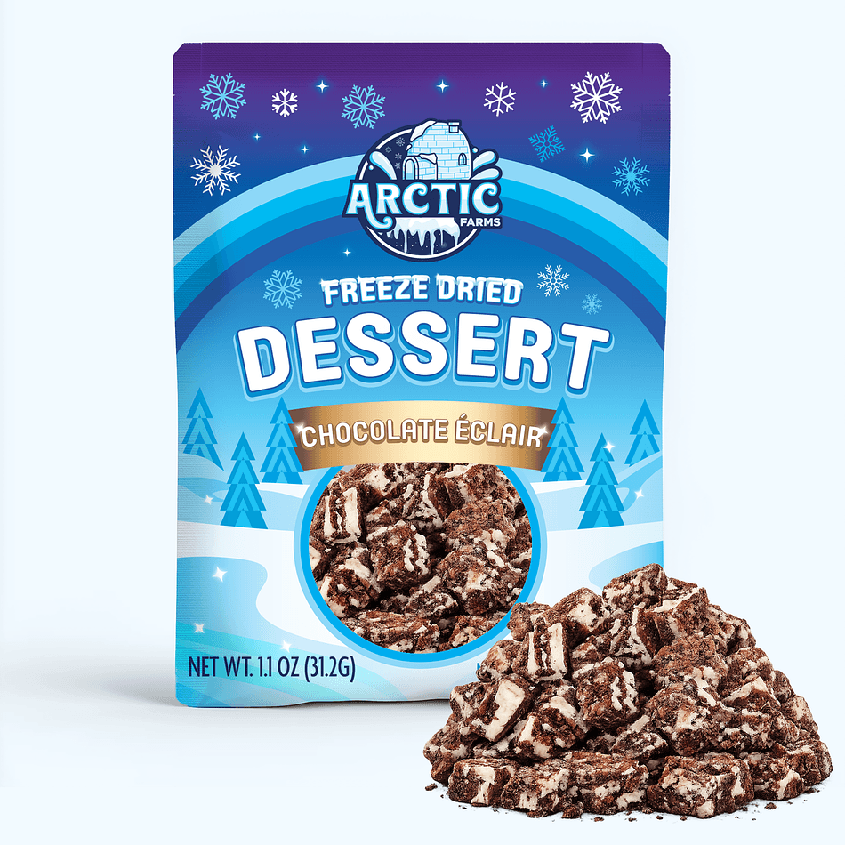 Freeze-Dried Ice Cream Bar Bites, Chocolate Éclair, Crunchy No-Melt Dessert Snack, Pack of 3 Resealable Bags (1.1 oz each)
