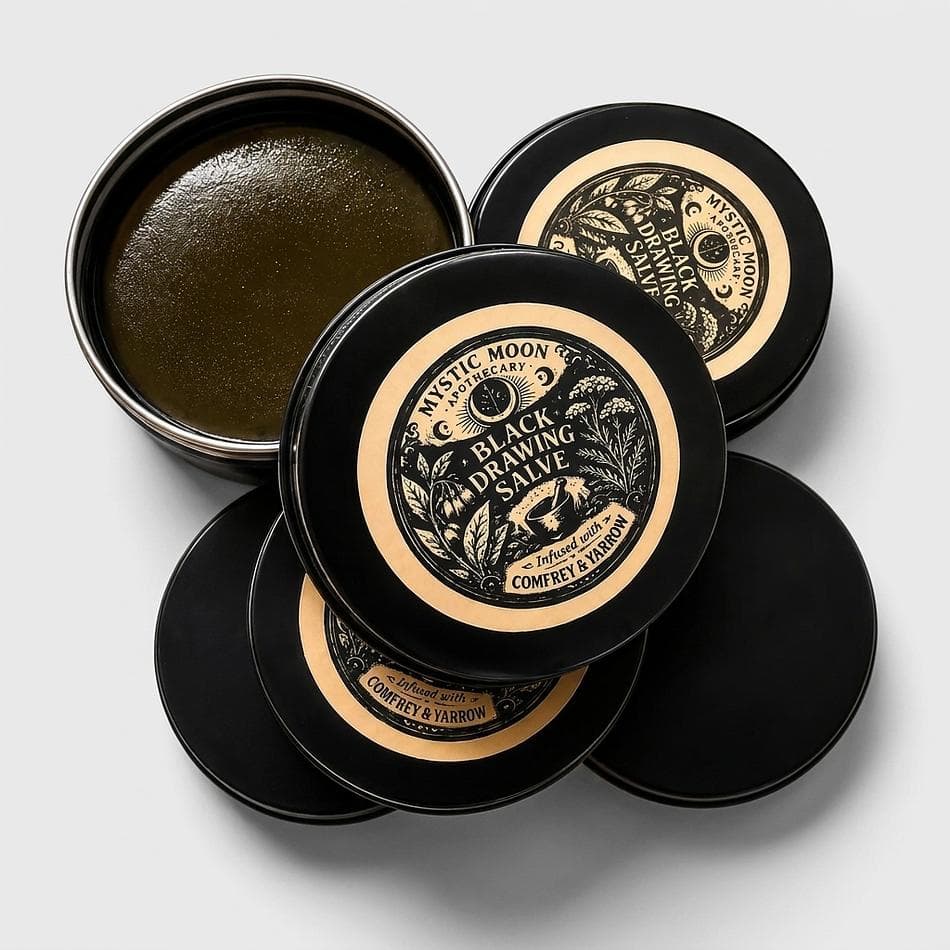Black Drawing Salve, Comfrey & Yarrow, Activated Charcoal + Bentonite Clay, Skin Cleansing Support, Salve Tin (Size Not Listed)
