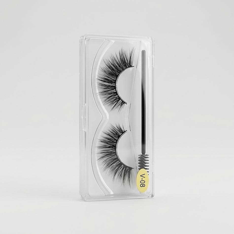 3D Mink Strip Lashes, Black, Dramatic Volume, 1 Pair + Lash Curler