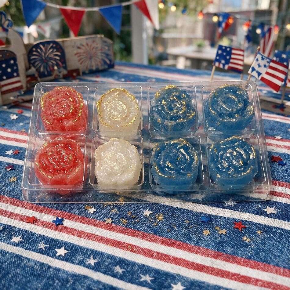 Japanese Kohakutou Crystal Candy, Cherry Pineapple & Blue Raspberry, Crunchy Shell Chewy Center, Vegan Rose Treat Box, 3 oz