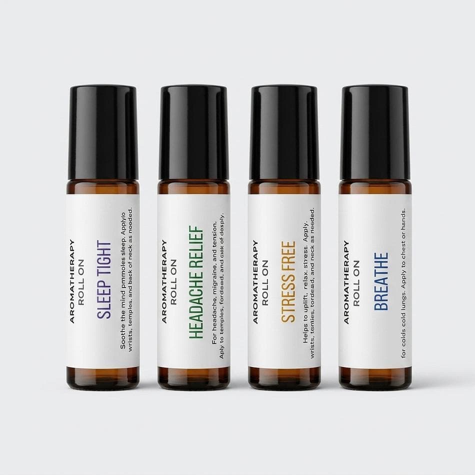 Essential Oil Roll-On, Lavender & Peppermint, Stress Relief Aromatherapy, Travel-Friendly Roller