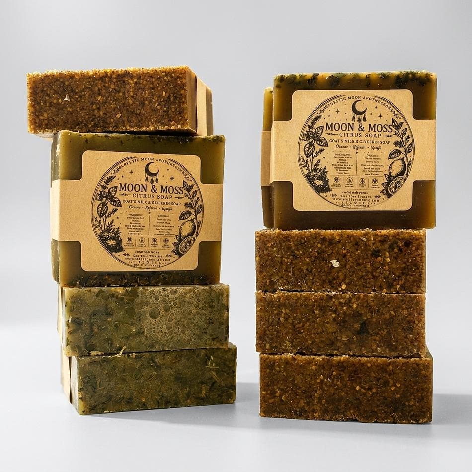 Artisan Bar Soap, Green Tea & French Green Clay, Citrus Herb Refreshing Clean, Lemon Basil Scent, 1 Bar