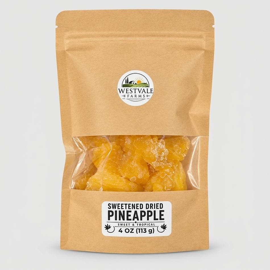 Sweetened Dried Pineapple Chunks, Pineapple & Sugar, Sweet-Tangy Chewy Snack, Sri Lanka, Resealable Bag (2 oz or 4 oz)