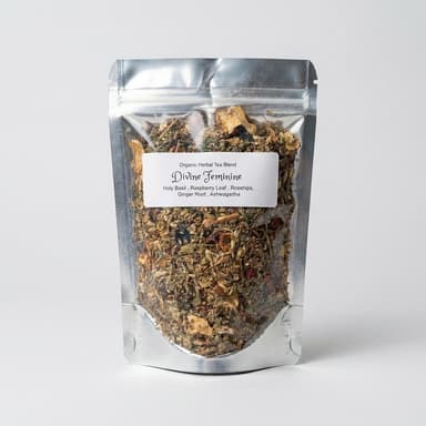 Hormone Balance Herbal Tea, Raspberry Leaf + Holy Basil + Ashwagandha, Stress & Cycle Support, Caffeine-Free, 1 Pack