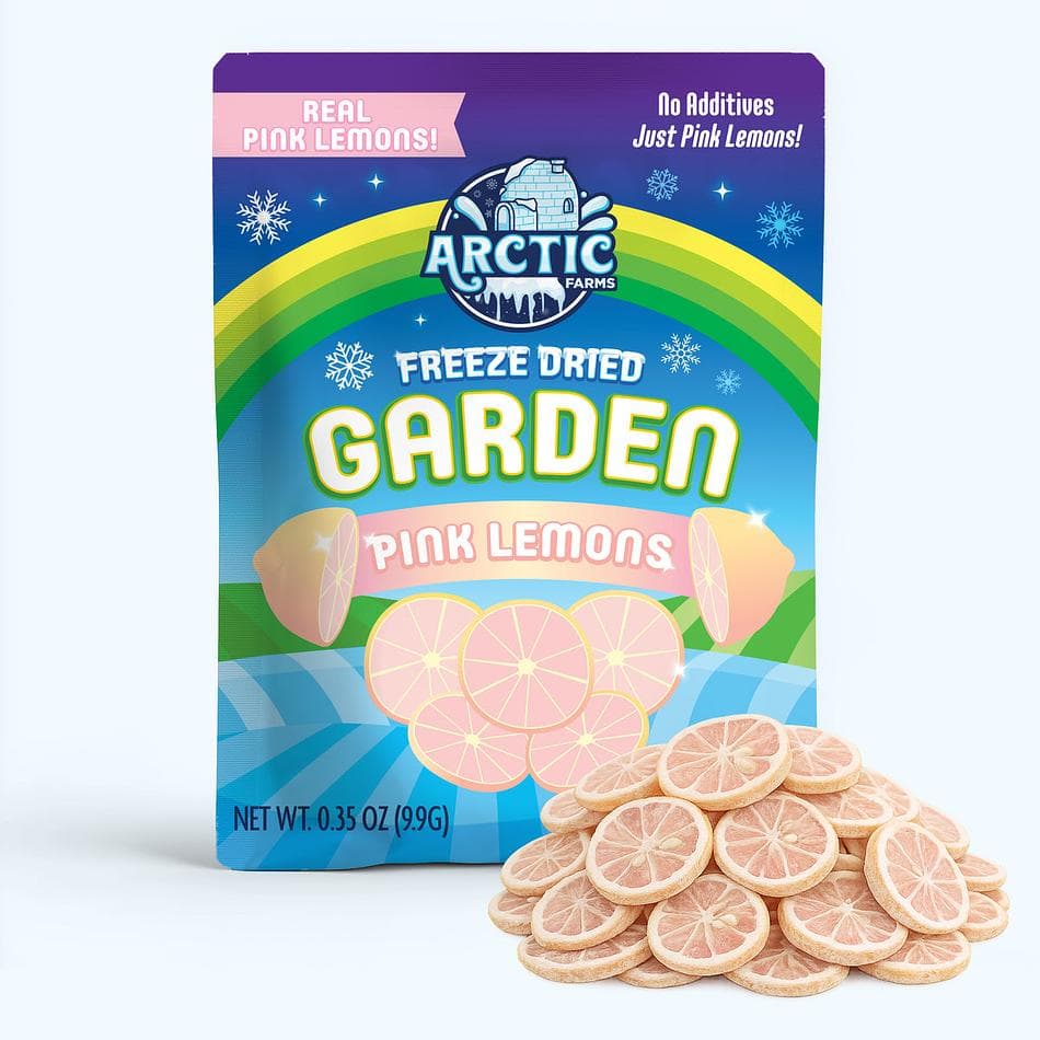 Freeze-Dried Pink Lemon Slices, 1-Ingredient Citrus Garnish, Floral Sweet-Tart Flavor, Vegan & Gluten-Free, Pack of 3 Resealable Bags (0.35 oz each)