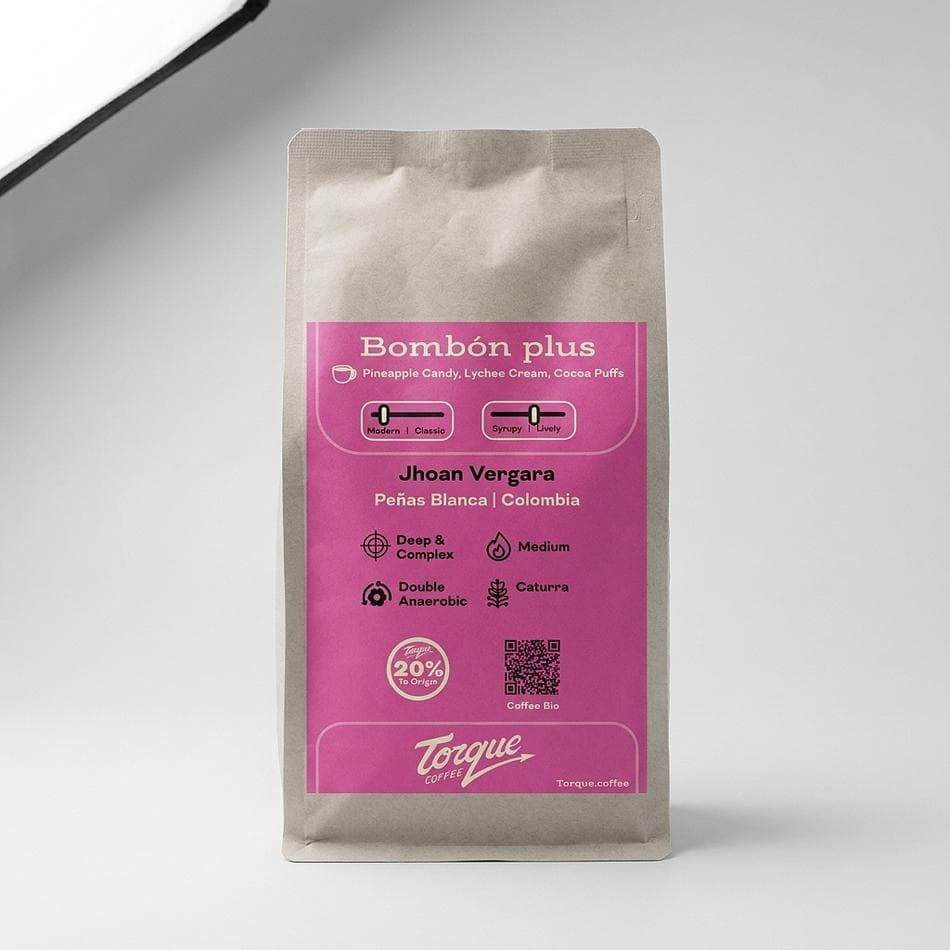 Double Anaerobic Colombia Caturra Coffee, Jhoan Vergara, Syrupy Tropical Notes, Light Roast, 12oz Whole Bean