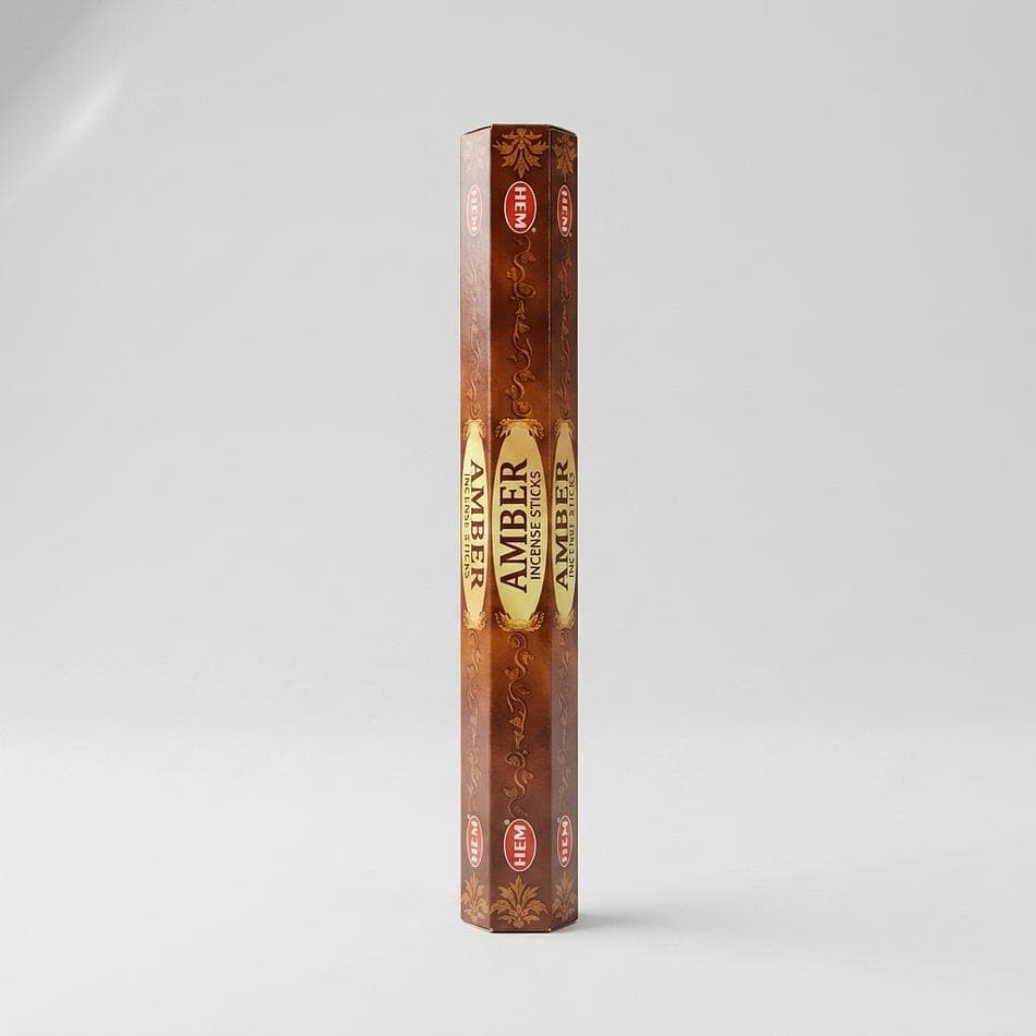 Amber Incense Sticks, Warm Resinous Scent, Relaxation & Meditation, 20-Stick Hexagon Pack, Up to 30 Min Burn