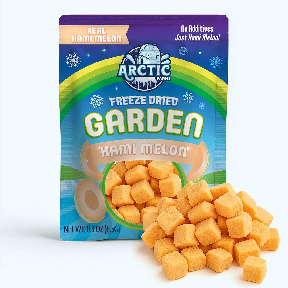 Freeze-Dried Golden Hami Melon, Naturally Sweet Crunchy Fruit Snack, Pack of 3 Resealable Bags (0.3 oz each)
