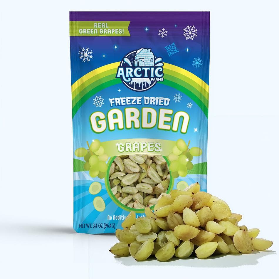 Freeze-Dried Green Grapes, One Ingredient, 100% Additive-Free Crunchy Snack, Large Resealable Bag (3.2 oz)