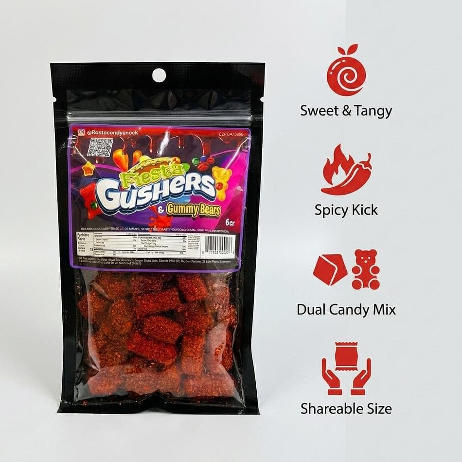 Chamoy Gushers & Gummy Bears Candy Mix, Sweet & Tangy, Assorted Fruit, 6 oz Container