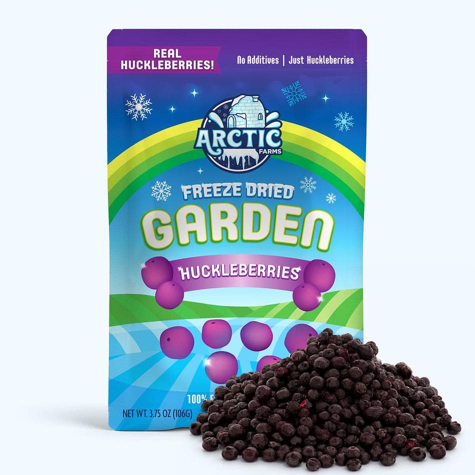 Freeze-Dried Wild Blue Huckleberries, Bold, Tart-Sweet Mountain Berry Snack, Large Resealable Bag (3.75 oz)