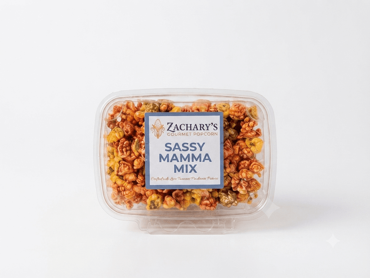 Sassy Mamma Mix, Caramel & Sharp Cheddar + Chili Heat, Sweet & Spicy Snack, Gift Box   5oz / Approx. 5 Cups