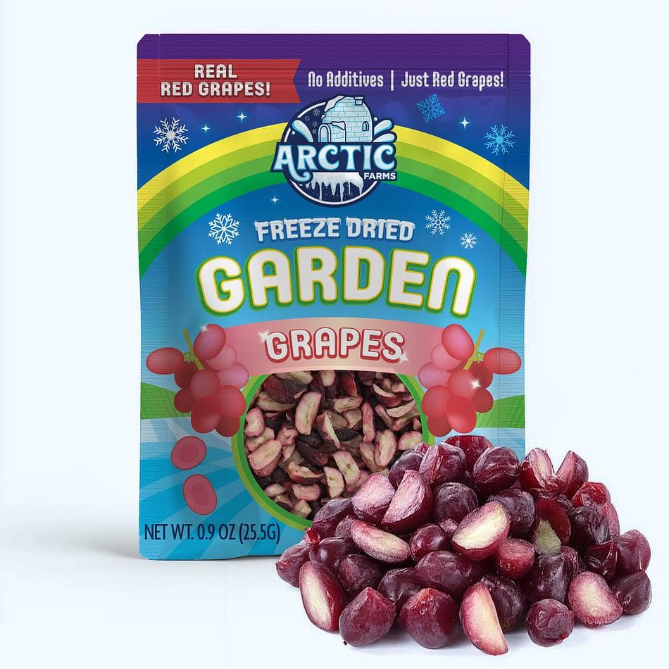 Freeze-Dried Red Grapes, 100% Additive-Free Crunchy Fruit Snack, Pack of 3 Resealable Bags (0.9 oz each)