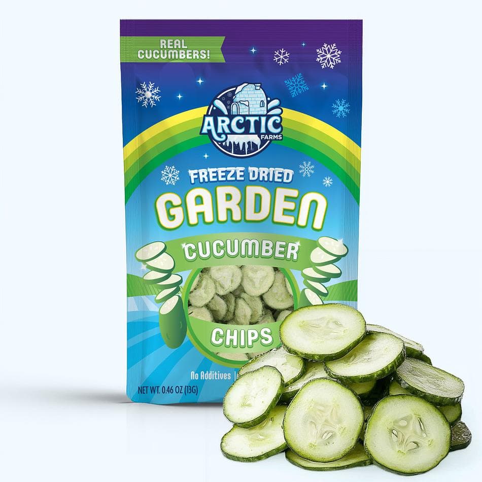 Freeze-Dried Cucumber Chips, Refreshing Low-Calorie Crunchy Snack, Large Resealable Bag (0.4 oz)