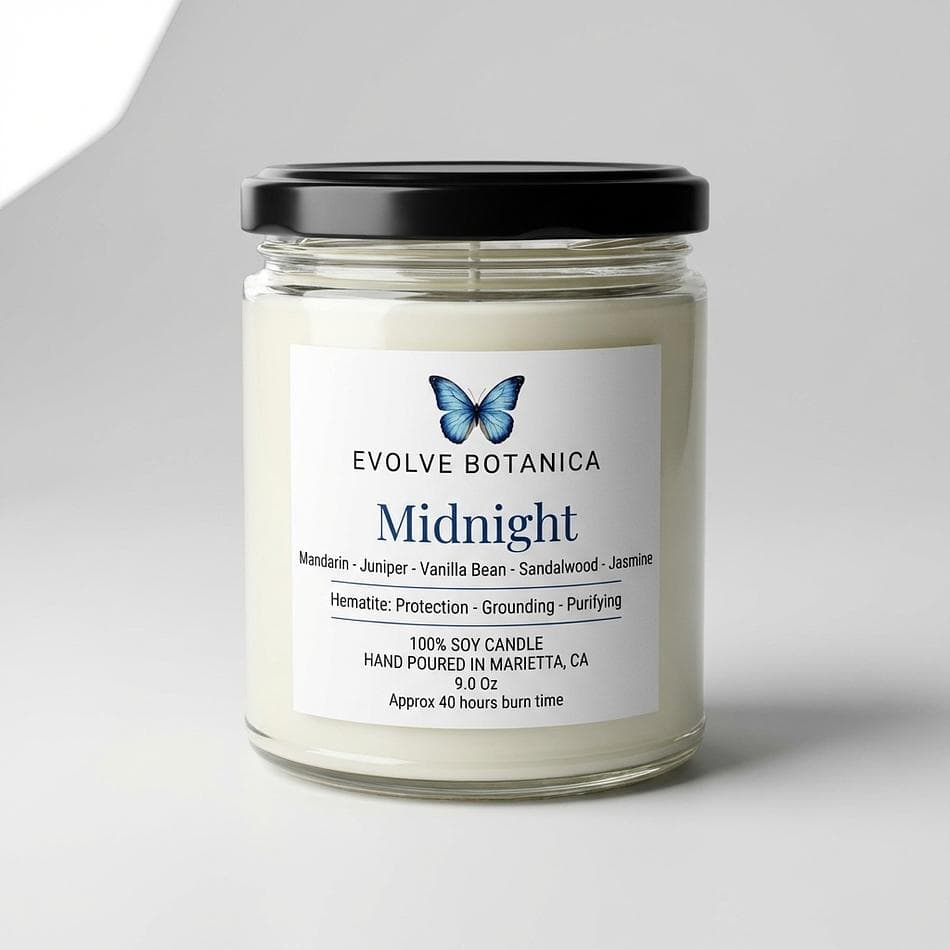 Crystal-Infused Soy Candle, Amber Pumpkin Oud & Moss, Super Seven Stones, Crackling Wood Wick, 9oz Jar, 40hr Burn