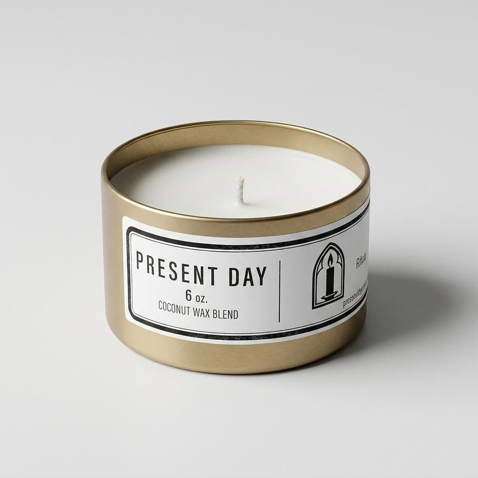 Coconut Wax Candle Tin, Saffron & Clove with Incense, Amber + Patchouli, Dark Grounding Scent, 6 oz, 40 Hr Burn