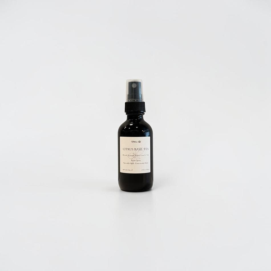 Room & Linen Spray, Blood Orange + Basil + White Tea, Uplifting Air Freshener, 2 oz Black Glass Mist