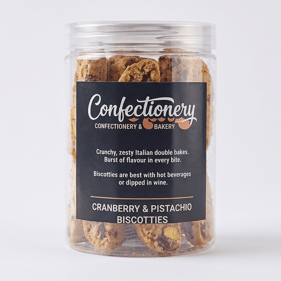 Cranberry Pistachio Biscotti, Dried Cranberries & Pistachios, Crunchy Coffee-Dunking Cookies, 1 Pack