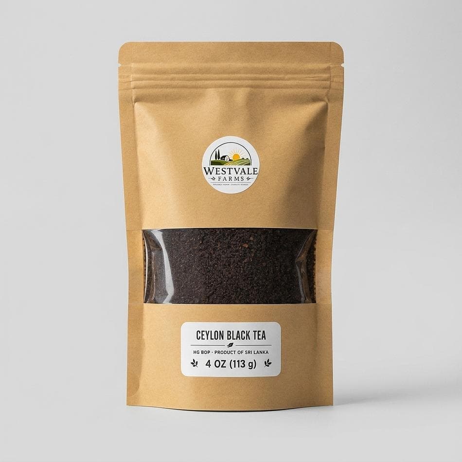 Loose Leaf Ceylon Black Tea (BOP), Broken Orange Pekoe, Full-Bodied Breakfast Tea, 4 oz / 8 oz / 16 oz