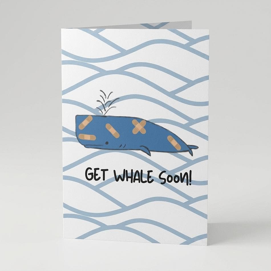 Get Well Soon Greeting Card, 100% Recycled Paper, Hand-Drawn Comfort Card, A2 4.5 x 5 Folded, Envelope Included