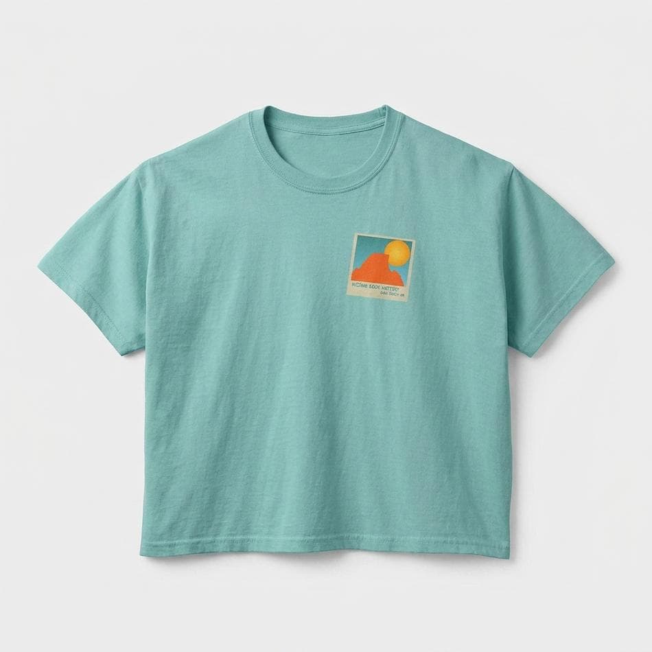 Women's Boxy Crop Tee, 100% Ring-Spun Cotton, Pigment Dyed Vintage Wash, Heavyweight Relaxed Fit, 1 Shirt
