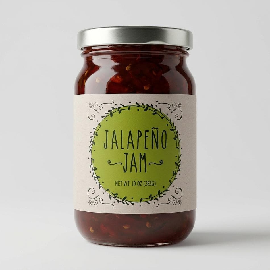 Jalapeño Pepper Jam, Fresh Jalapeños & Red Bell Pepper, Mild Sweet-Heat Spread, 10 oz Jar