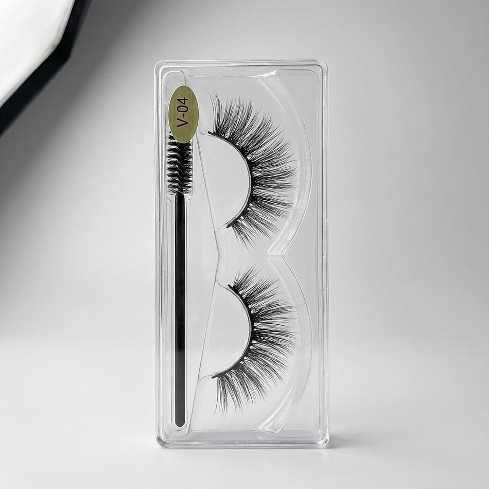 5D Fluffy Mink-Style Strip Lashes, Thick Volume, Black, Dramatic Glam, 1 Pair + Lash Applicator