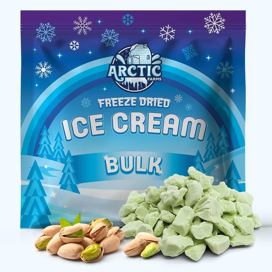 Freeze-Dried Ice Cream Bits, Pistachio, No-Melt Crunchy Snack, Shelf-Stable, Bulk Bag (1 lb)
