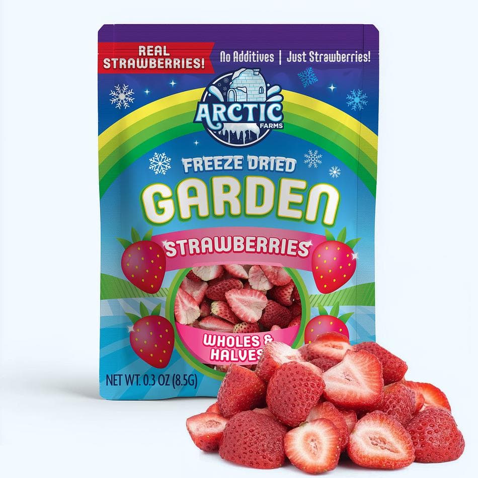 Freeze-Dried Strawberries (Wholes & Halves), Bright, Sweet, Classic Berry Crunch, Resealable Bag (0.3 oz)