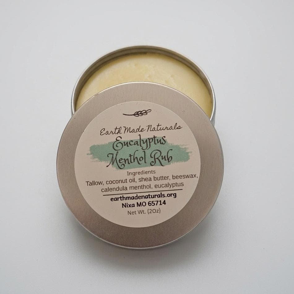 Eucalyptus Menthol Chest Rub Balm, Calendula-Infused Olive Oil & Shea Butter, Congestion Relief, 2 oz Jar