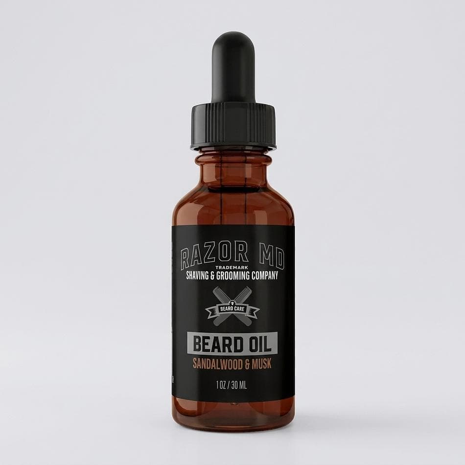 Beard Oil, Argan & Jojoba + Vitamin E, Softens & Hydrates Dry Itchy Skin, Sandalwood Musk Scent, 1 oz Dropper