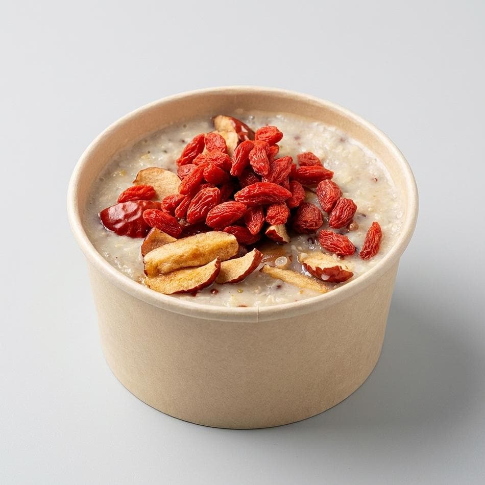 Keto Seed Porridge with Goji & Jujube, Collagen Peptides, High-Fiber Breakfast, Gluten-Free, Macadamia & Coconut Topping