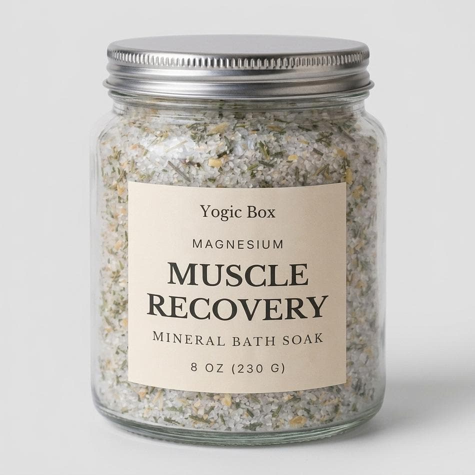 Epsom Salt Muscle Recovery Bath Soak, Sage Basil & Rosemary, Herbal Mineral Bath Salts, Post-Workout Soreness Relief, 8 oz