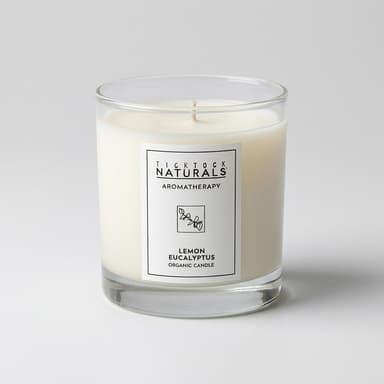 Lemon Eucalyptus Coconut Wax Candle, Essential Oils, Bug-Repelling Patio Aromatherapy, 7 oz Glass Jar, 80+ Hr Burn