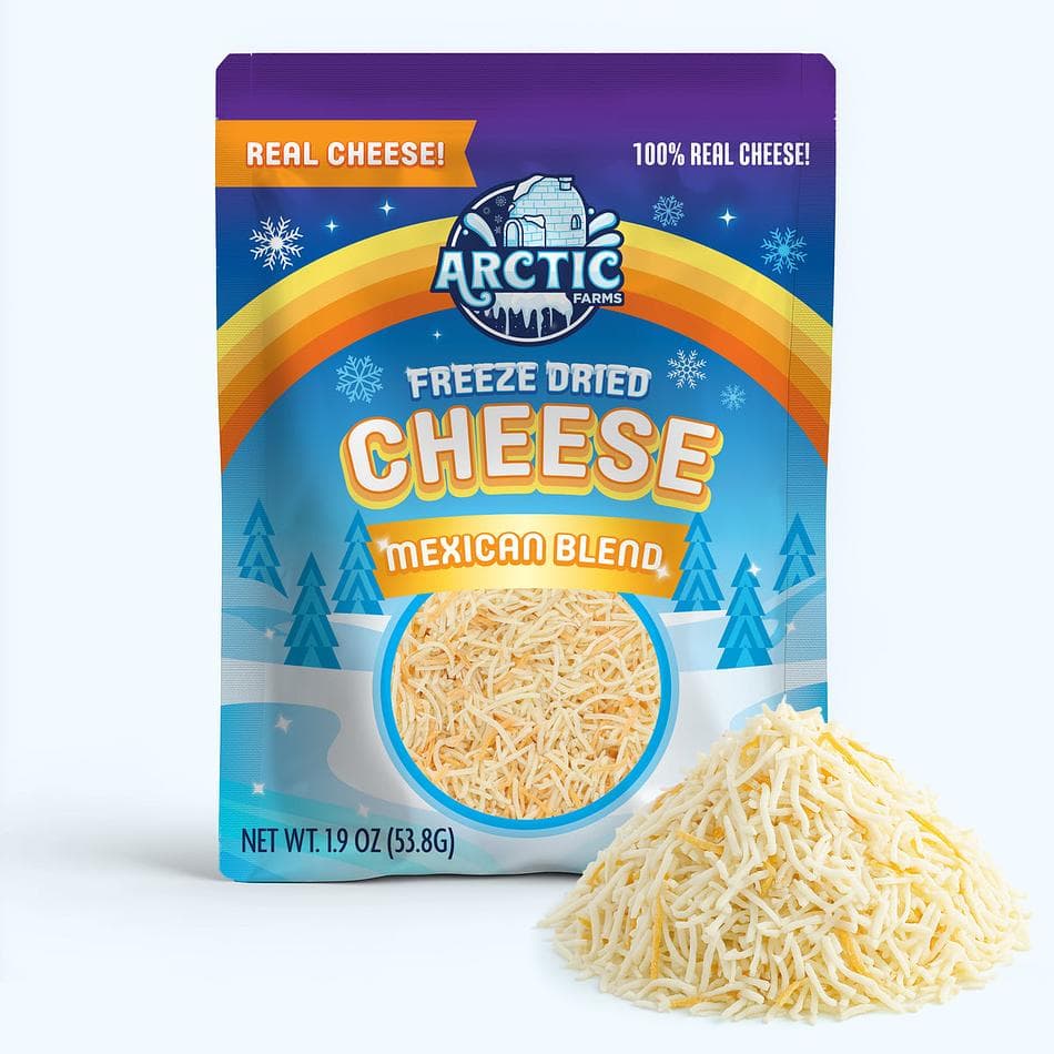 Freeze-Dried Mexican Blend Cheese, Monterey Jack, Cheddar, Queso Quesadilla & Asadero, 100% Real Cheese Snack, Pack of 3 Resealable Bags (1.85 oz each)