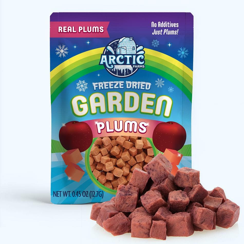 Freeze-Dried Plum, Naturally Sweet-Tart Crunchy Fruit Snack, Additive-Free, Pack of 3 Resealable Bags (0.45 oz each)