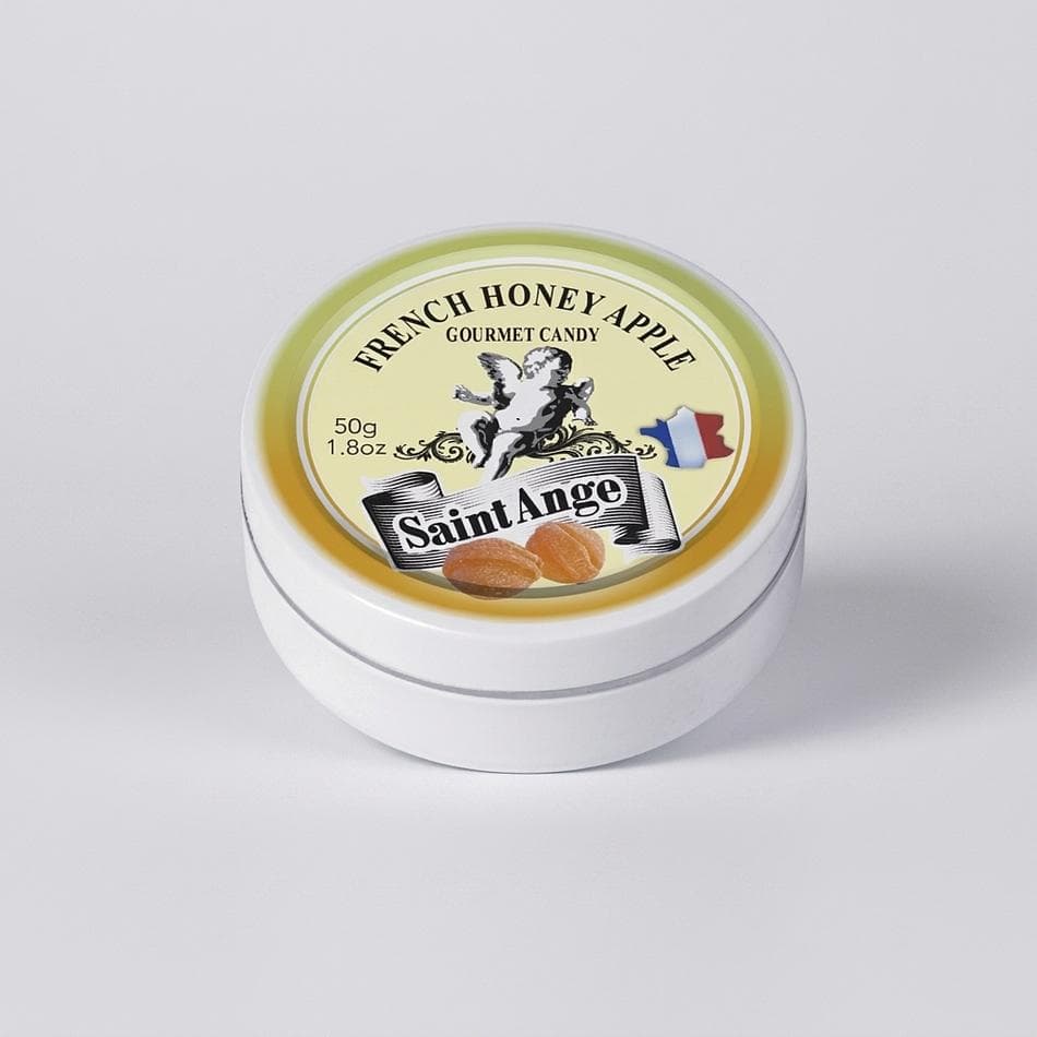 Honey Apple Pastilles (Hard Candy), Honey 10% & Natural Flavor, Throat Soothing Candy, 50 g Tin, 1 Pack
