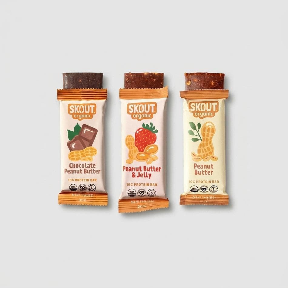 Organic Vegan Protein Bars, Dates & Peanut Butter, Clean-Label Snack for On-The-Go Energy, 3-Pack Sampler (PB, PB&J, Choc PB)