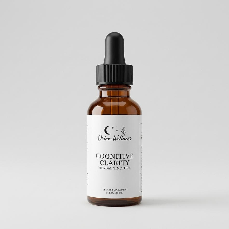 Herbal Cognitive Clarity Tincture, Ginkgo + Gotu Kola + Lemon Balm, Focus & Memory Support, 100 Proof Extract, 1 Bottle