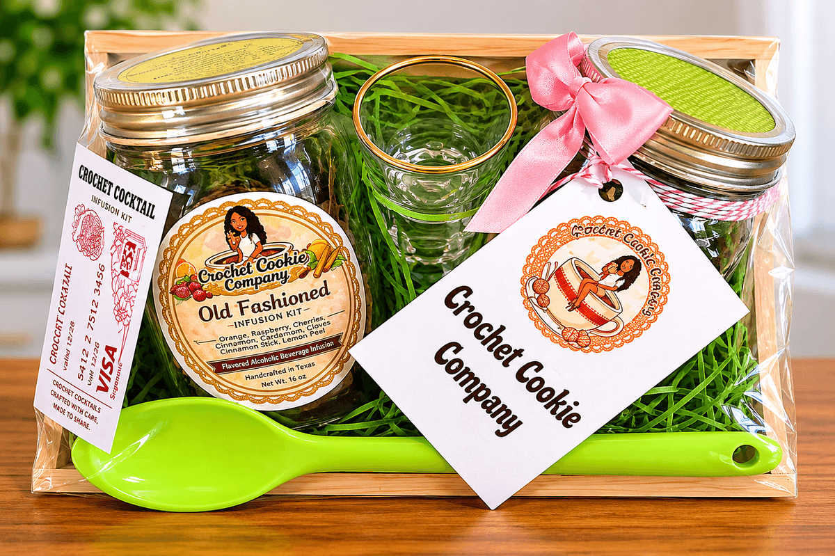 Cookies & Cocktails Gift Set, Gourmet Cookie Mix Jar + Cocktail Infusion Jar, Keepsake Shot Glass & Spatula, Ready-to-Gift