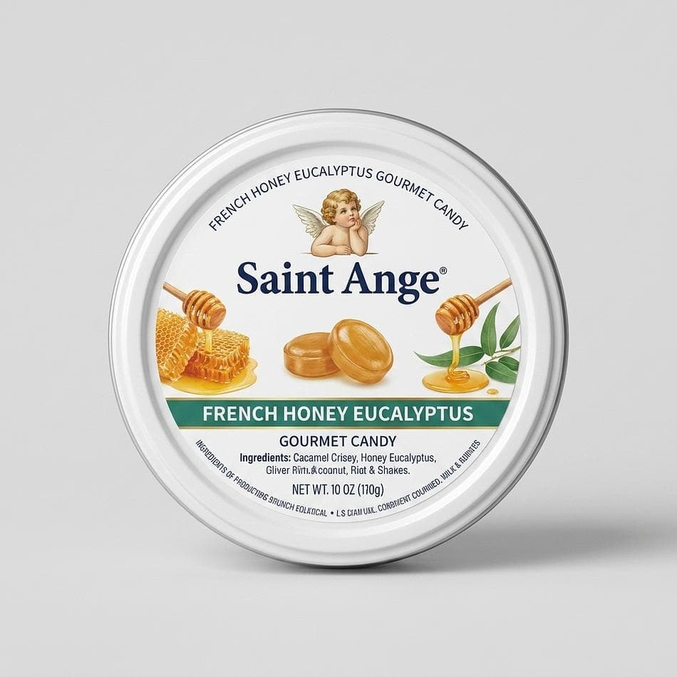Honey Eucalyptus Throat Pastilles, Honey & Eucalyptus, Soothing Lozenges, Metal Tins, Case of 10